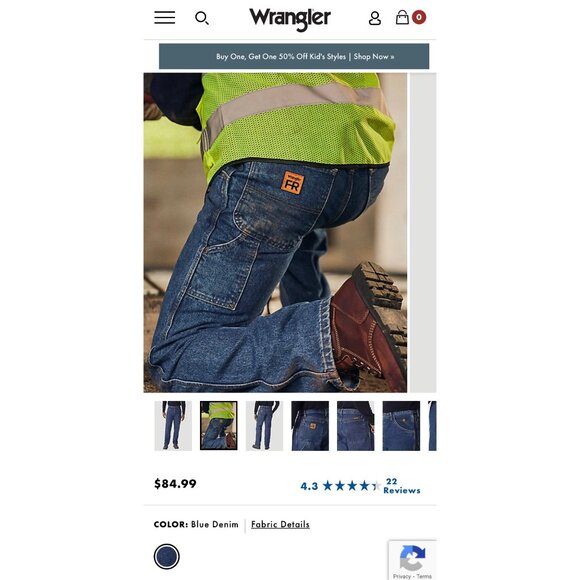 Wrangler FR Riggs Workwear Flame-Resistant Denim Jeans 44X32 Blue Cotton Mens Wo - Picture 11 of 11